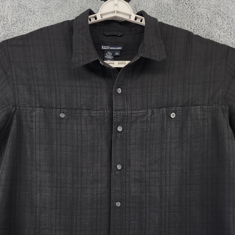5.11 Tactical Covert Casual Shirt Mens 2XL Black Textured Grid Lined Pockets CCW